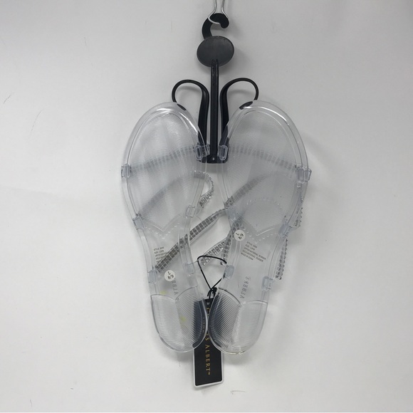 Charles Albert Rubber Sparkly Strappy Sandal, Women's Size L 8/9 - Clear/Silver - Picture 2 of 9